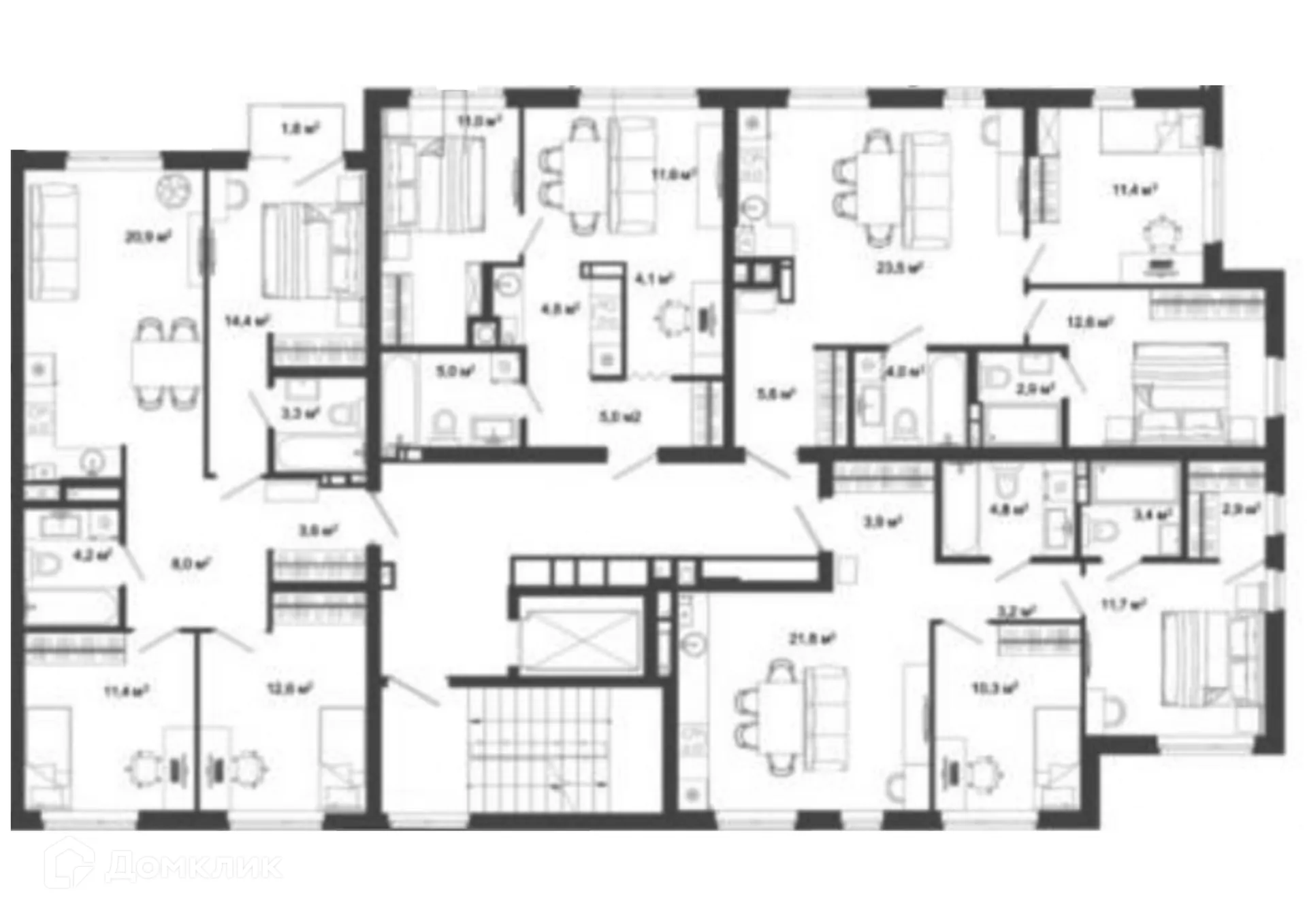 Планировка 1-комнатной квартиры 41.5 м² в ЖК Жилой район Зеленые кварталы, г. Астрахань — фото 3