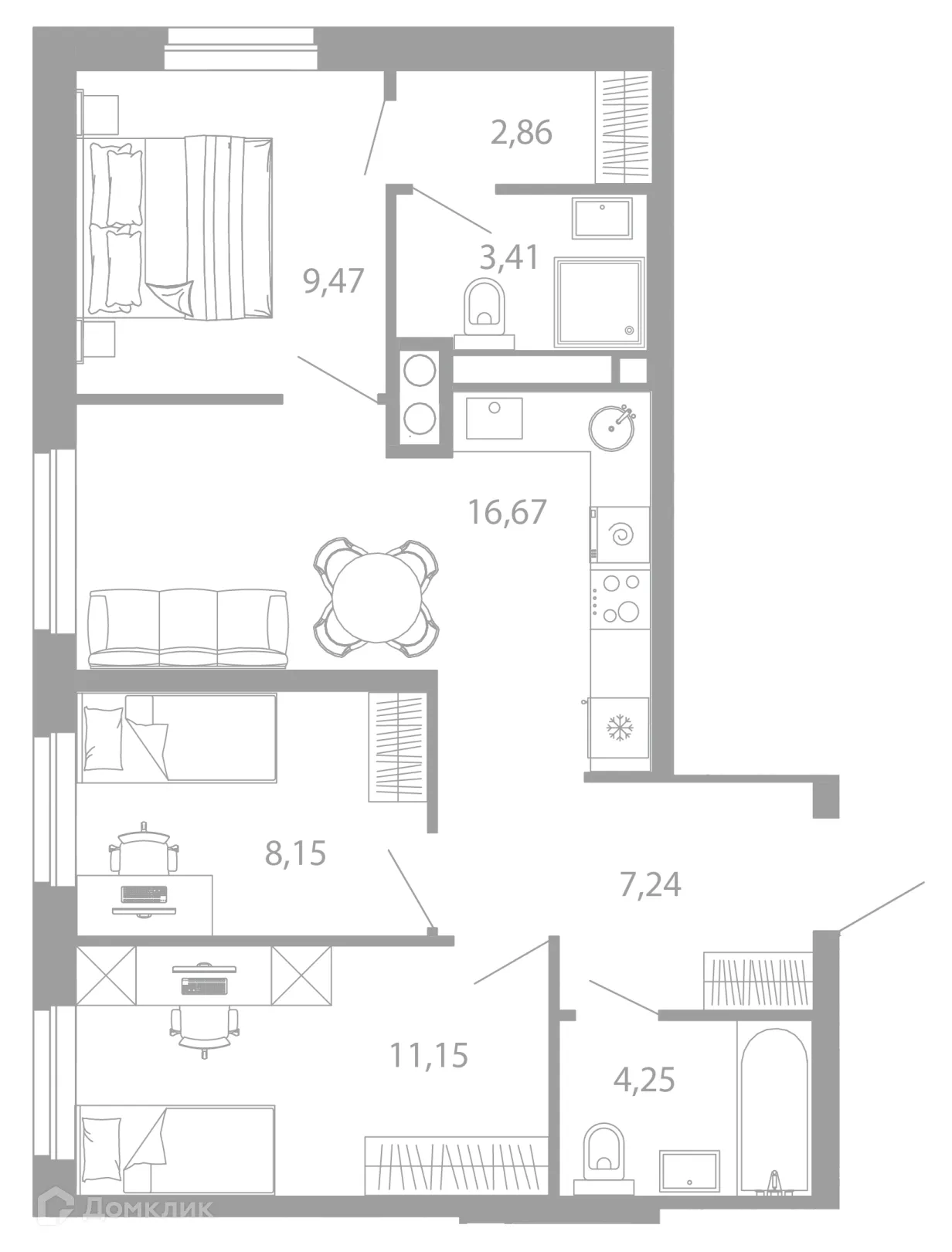 Фото квартиры в ЖК РАЗУМ НА ЗВЕЗДНОЙ