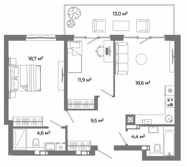 Квартира в ЖК Жилой район Зеленые кварталы