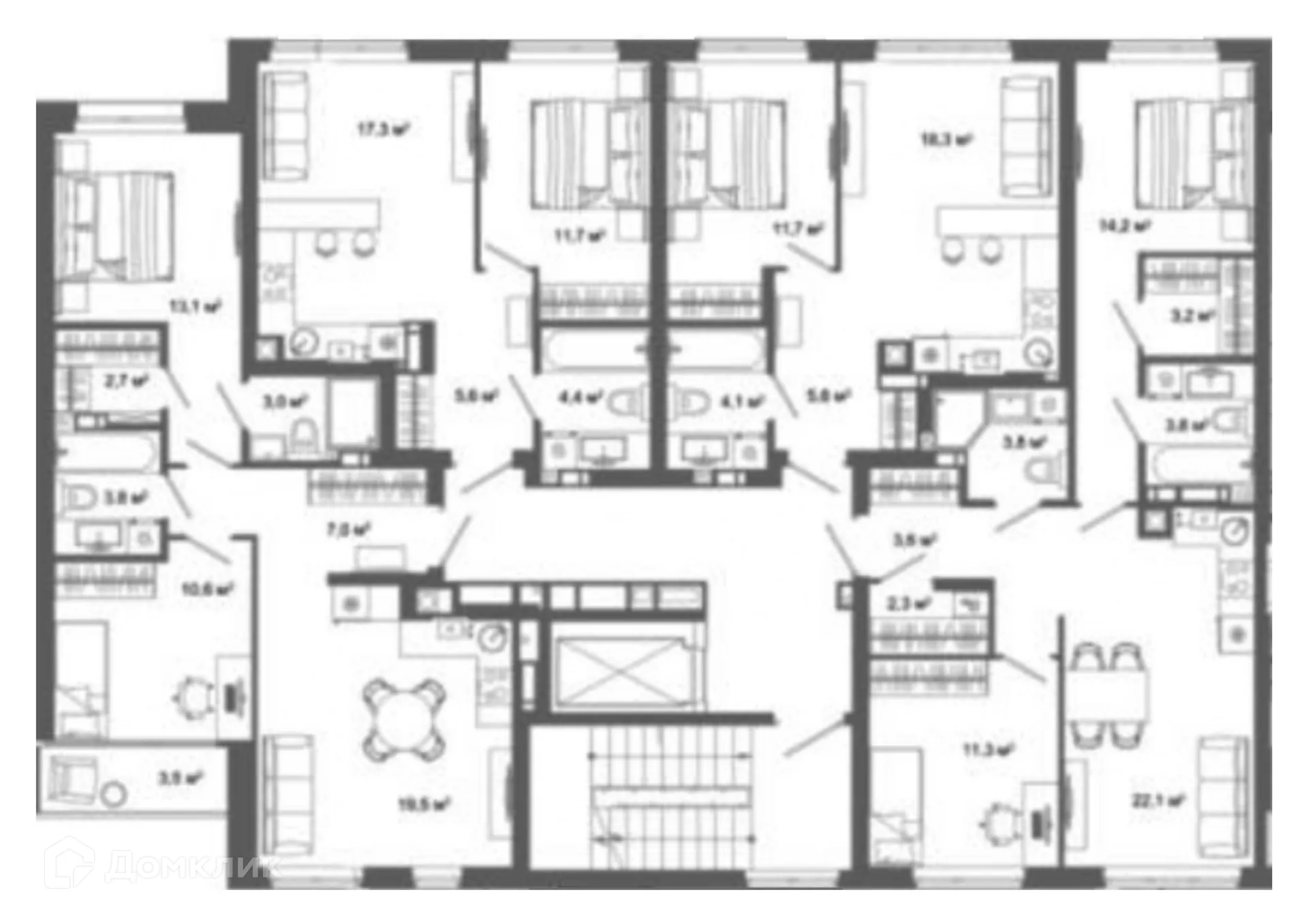Планировка 2-комнатной квартиры 63.2 м² в ЖК Жилой район Зеленые кварталы, г. Астрахань — фото 3