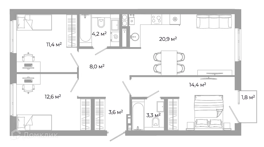 Фото квартиры в ЖК Жилой район Зеленые кварталы