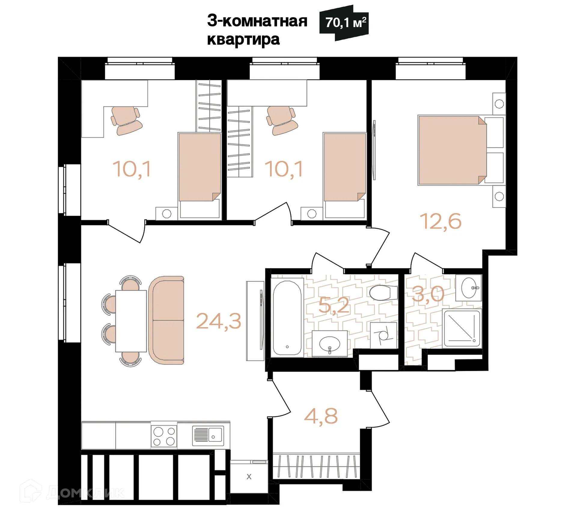 Фото квартиры в ЖК Лазурный