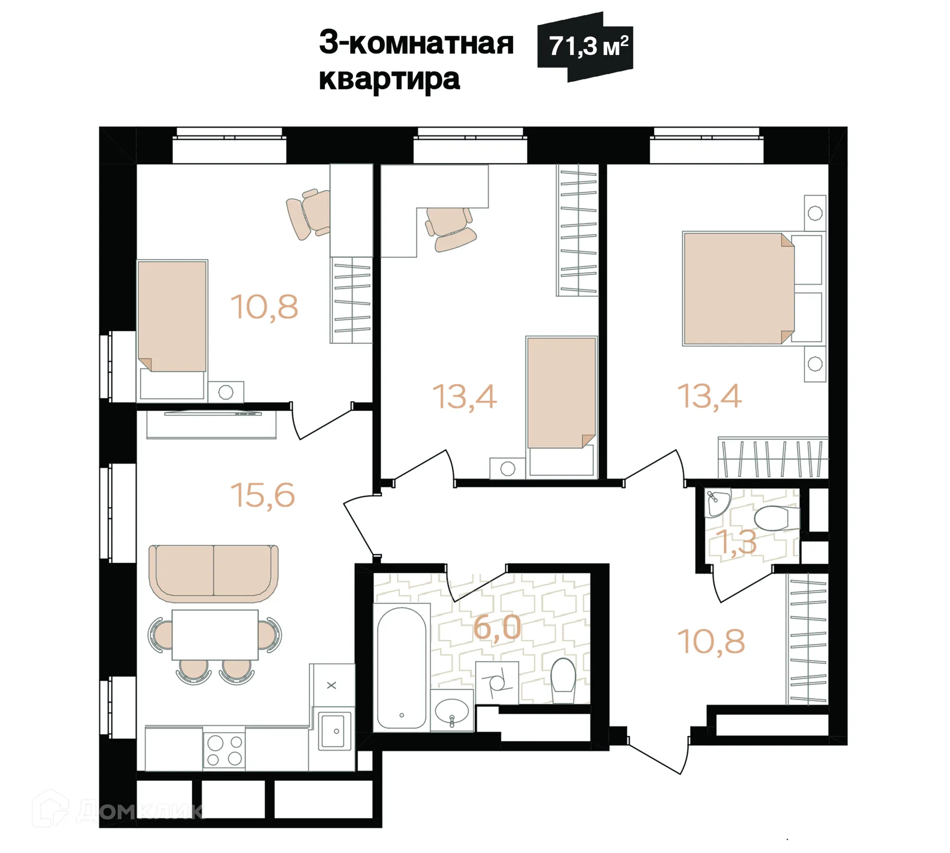 Фото квартиры в ЖК Лазурный