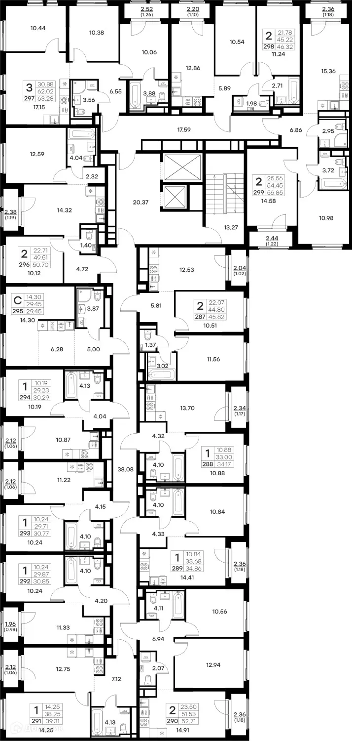 Планировка 1-комнатной квартиры 30.29 м² в ЖК GloraX (Глоракс) Октябрьский, г. Владимир — фото 2