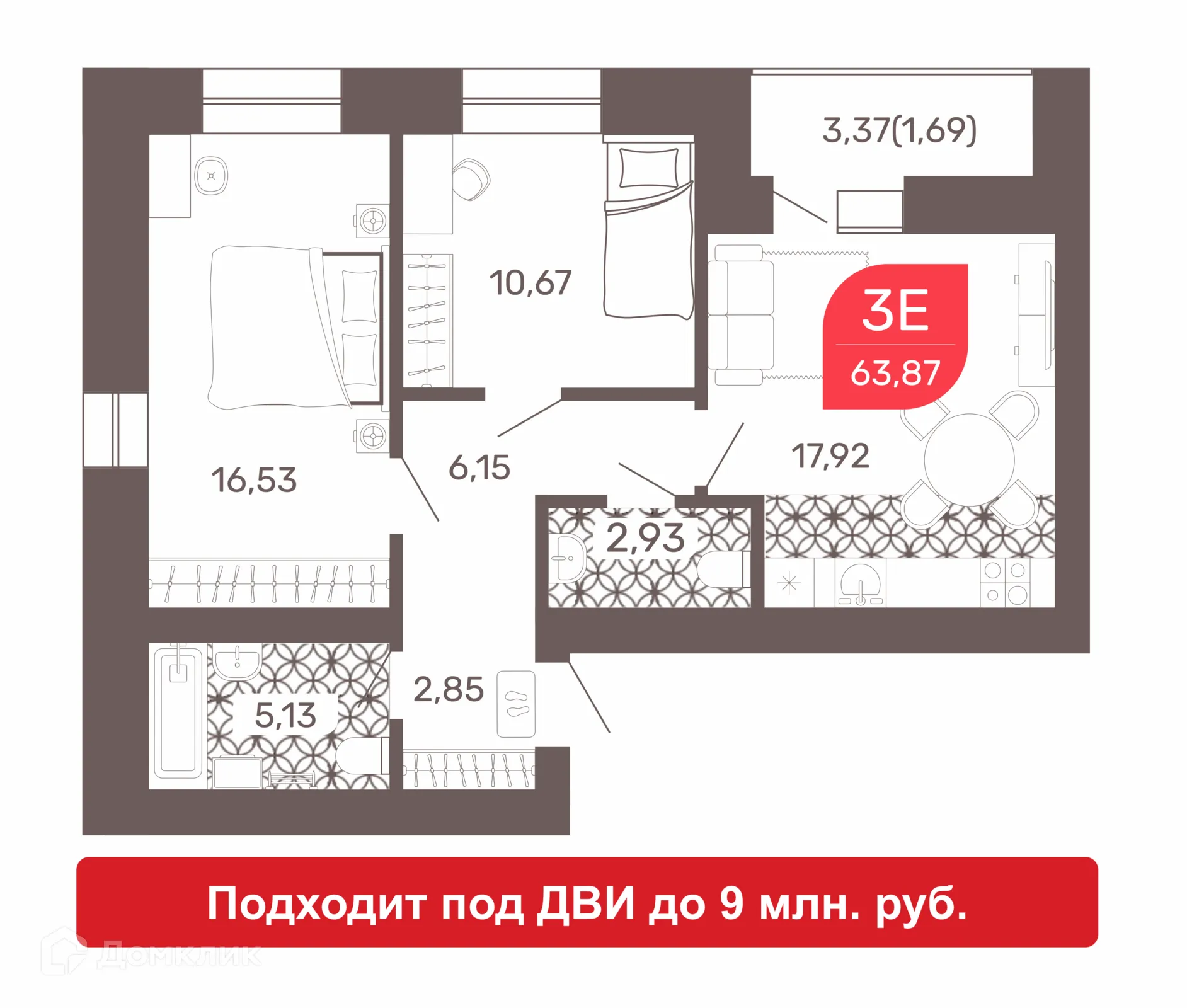 Фото квартиры в ЖК Микрорайон Романовский