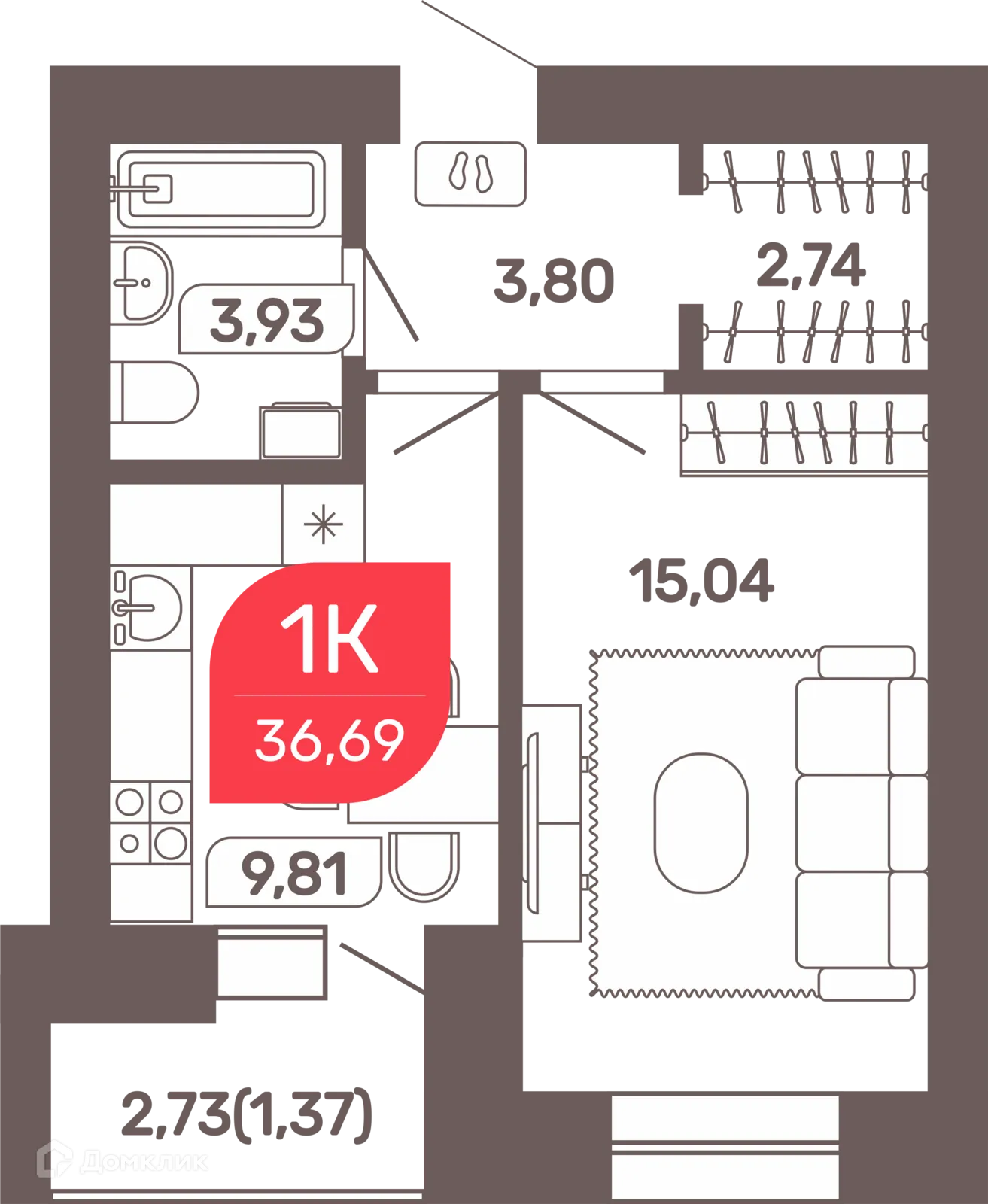 Фото квартиры в ЖК Микрорайон Романовский