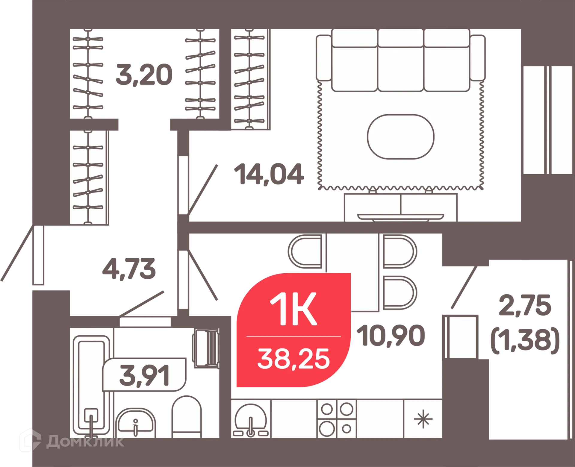 Фото квартиры в ЖК Микрорайон Романовский