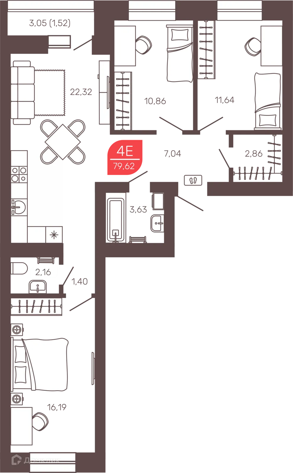 Фото квартиры в ЖК Микрорайон Романовский