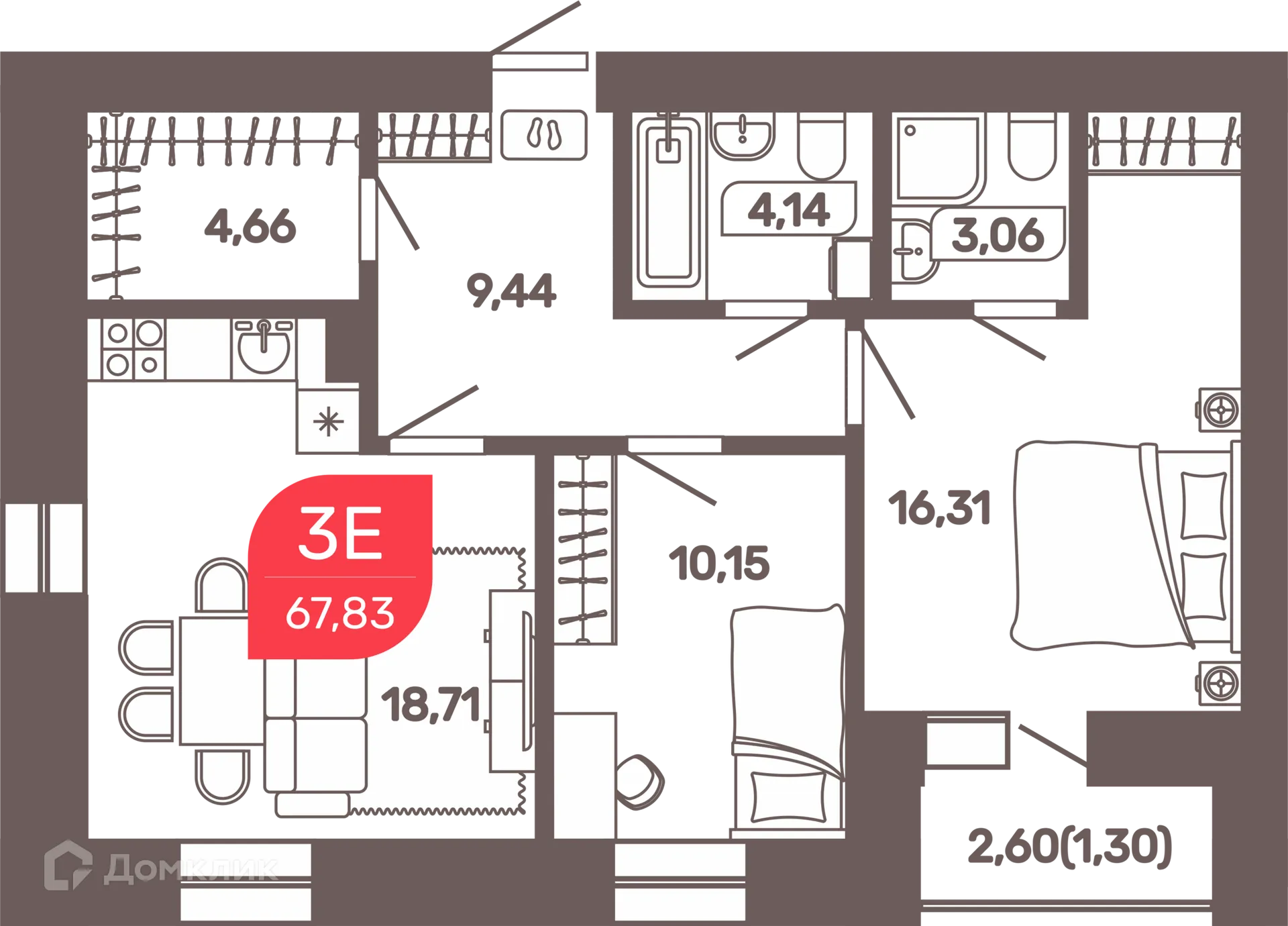 Фото квартиры в ЖК Микрорайон Романовский