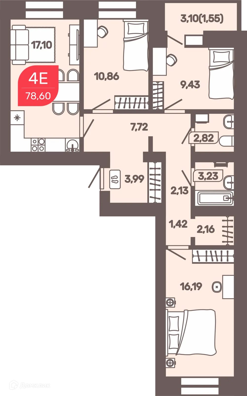 Фото квартиры в ЖК Микрорайон Романовский