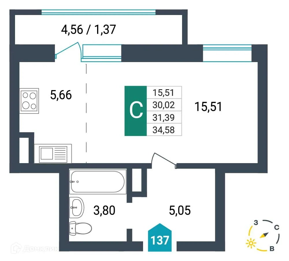 Фото квартиры в ЖК Красивый