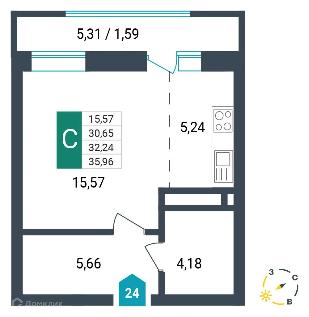 Фото квартиры в ЖК Красивый