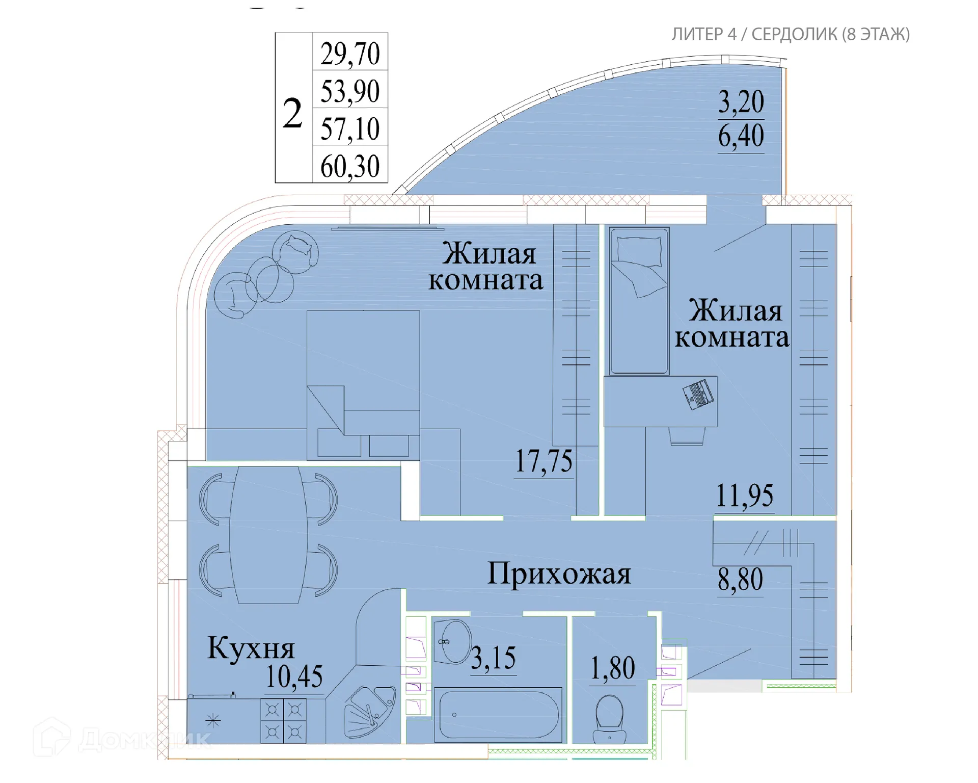 Фото квартиры в ЖК Самоцветы