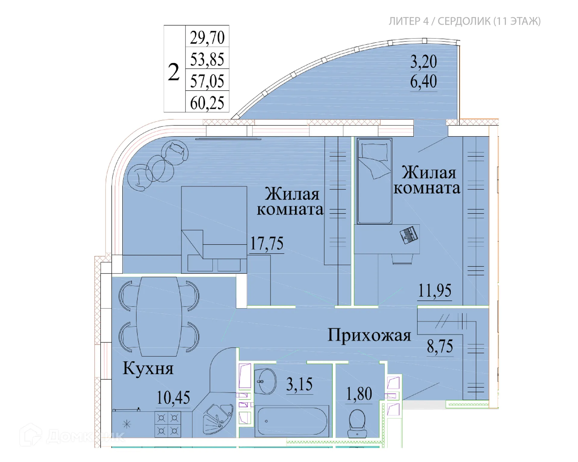 Фото квартиры в ЖК Самоцветы