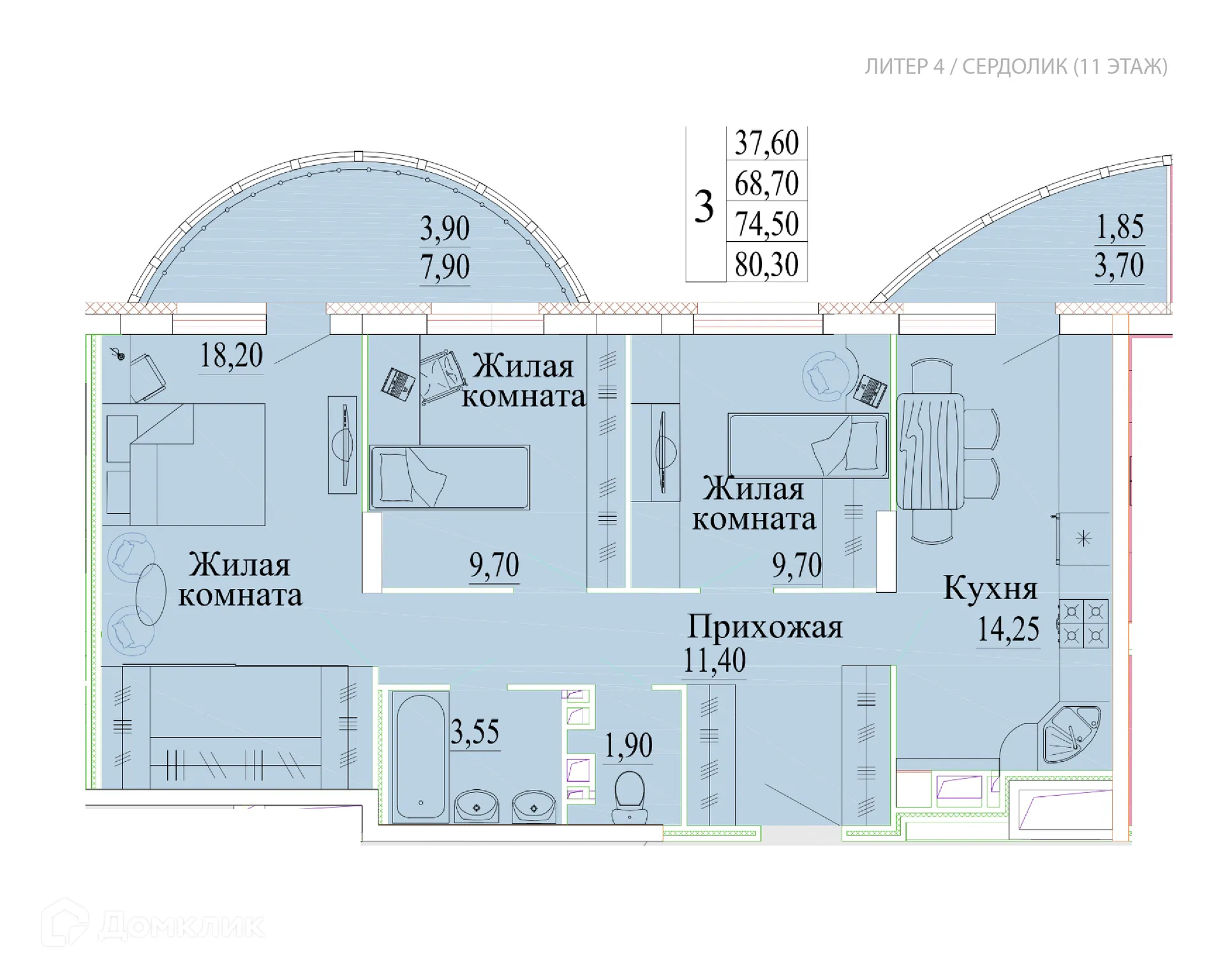 Фото квартиры в ЖК Самоцветы