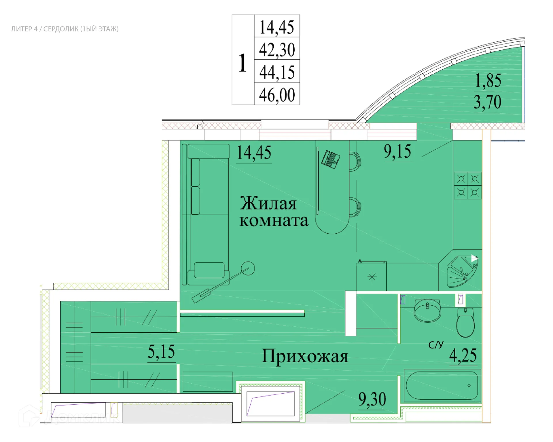Фото квартиры в ЖК Самоцветы