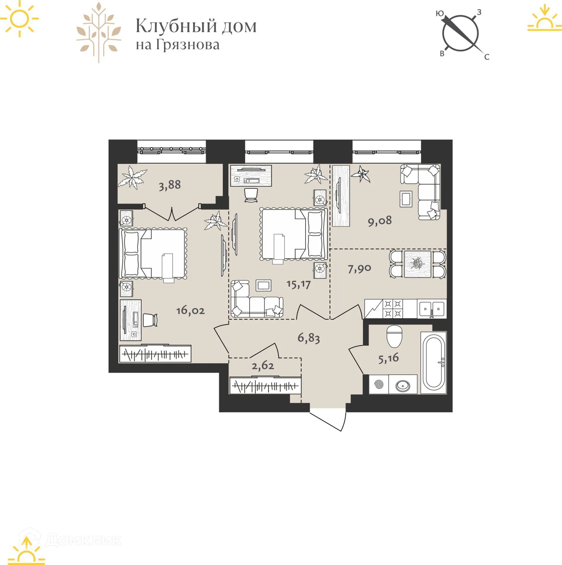 Фото квартиры в ЖК на ул. Грязнова