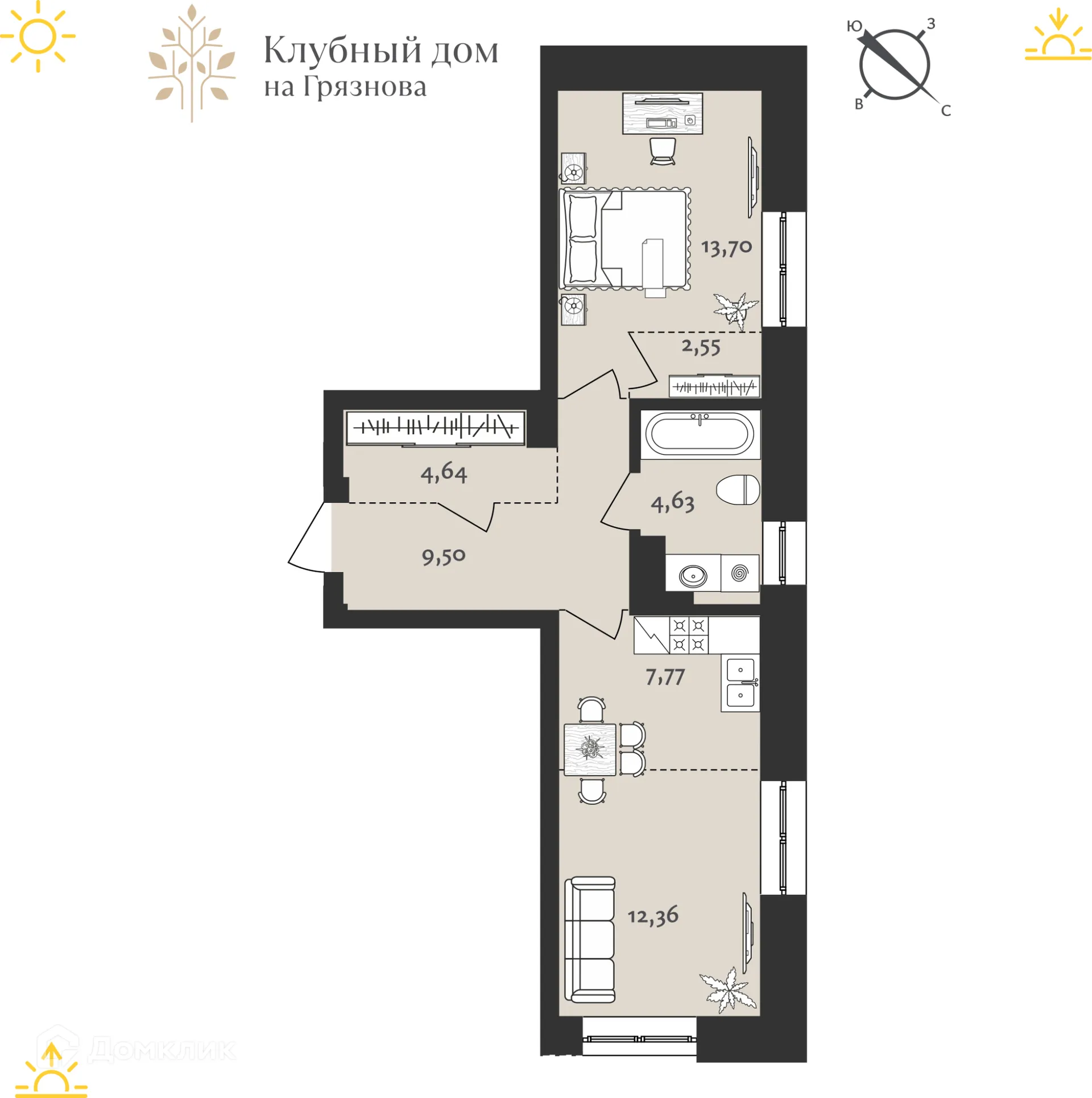 Фото квартиры в ЖК на ул. Грязнова