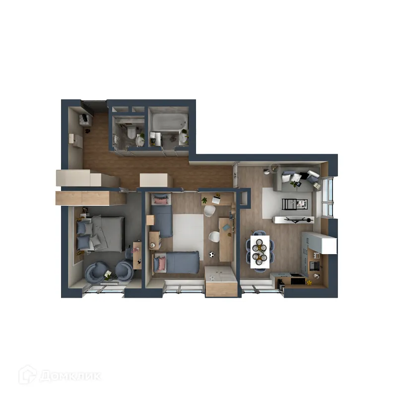 Планировка 2-комнатной квартиры 67.39 м² в ЖК OMEGA (Омега), г. Калуга — фото 2