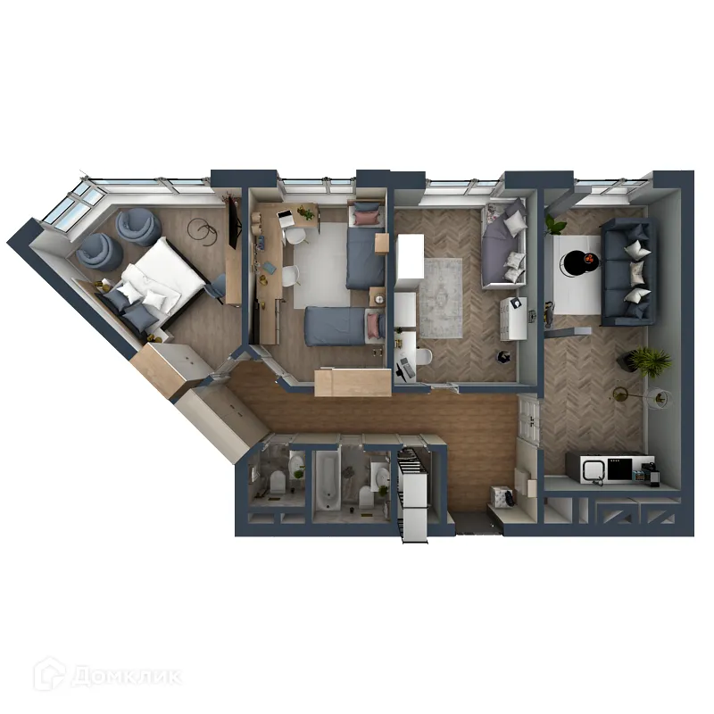 Планировка 3-комнатной квартиры 86.3 м² в ЖК OMEGA (Омега), г. Калуга — фото 2