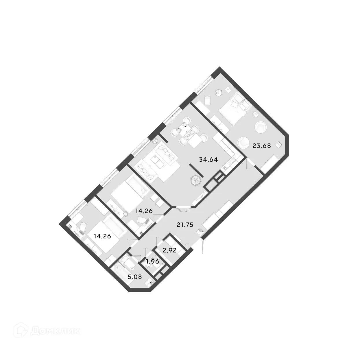 Планировка 3-комнатной квартиры 118.55 м² в ЖК OMEGA (Омега), г. Калуга — фото 1