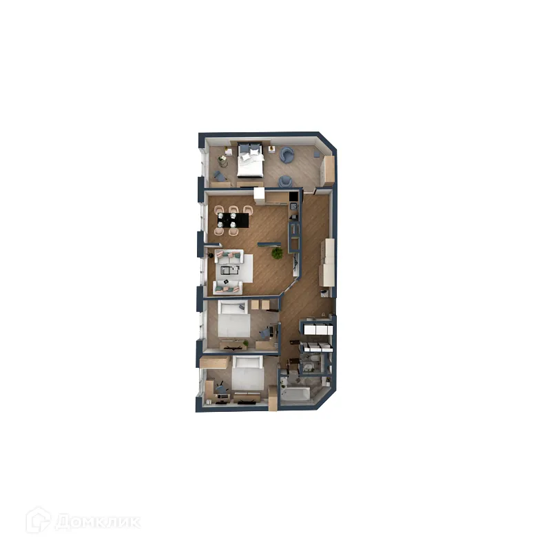 Планировка 3-комнатной квартиры 118.55 м² в ЖК OMEGA (Омега), г. Калуга — фото 2