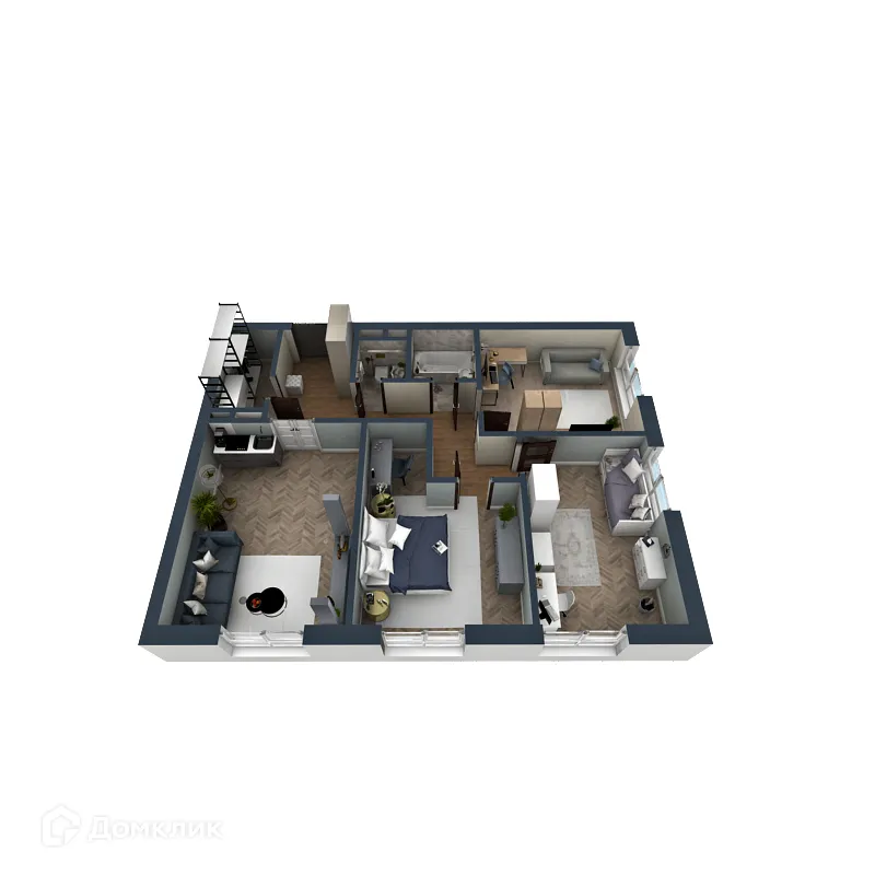 Планировка 3-комнатной квартиры 86.57 м² в ЖК OMEGA (Омега), г. Калуга — фото 3