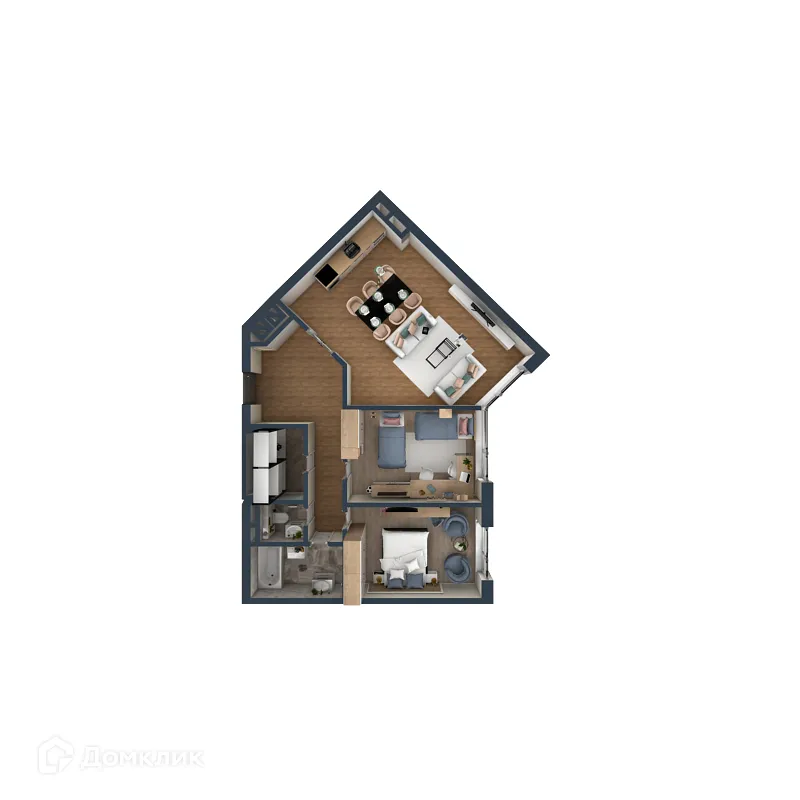 Планировка 2-комнатной квартиры 85.99 м² в ЖК OMEGA (Омега), г. Калуга — фото 2