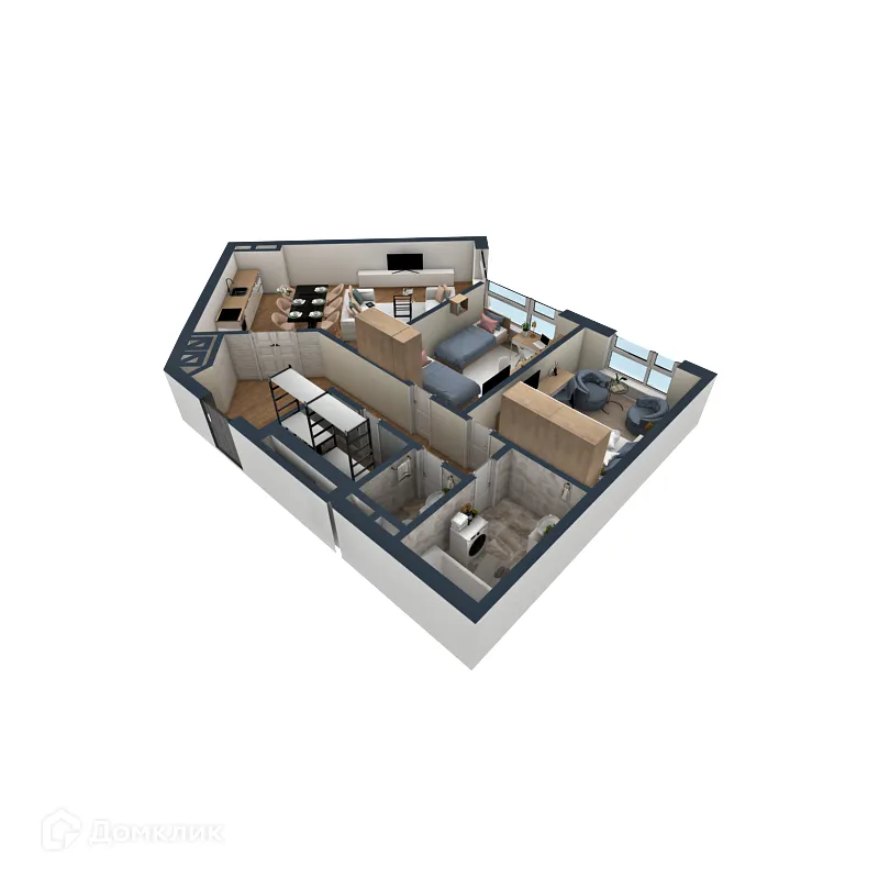 Планировка 2-комнатной квартиры 85.99 м² в ЖК OMEGA (Омега), г. Калуга — фото 3