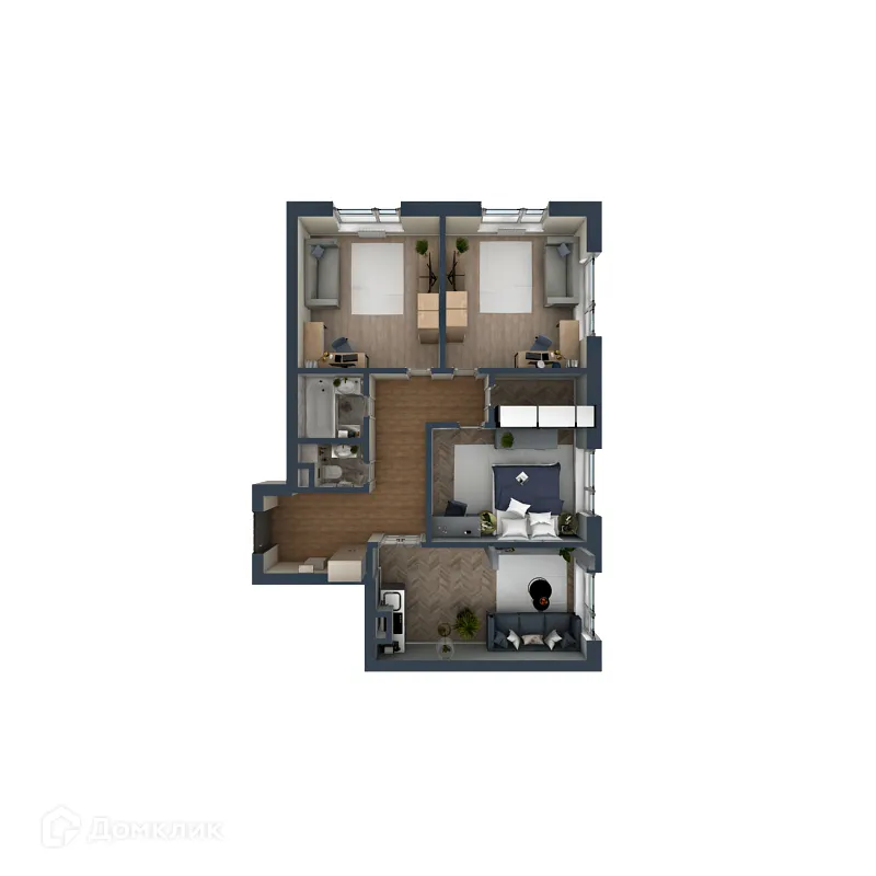 Планировка 3-комнатной квартиры 83.79 м² в ЖК OMEGA (Омега), г. Калуга — фото 2