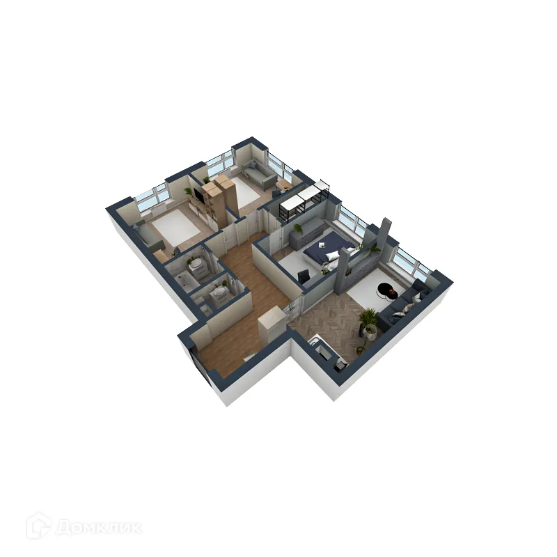 Планировка 3-комнатной квартиры 83.79 м² в ЖК OMEGA (Омега), г. Калуга — фото 3