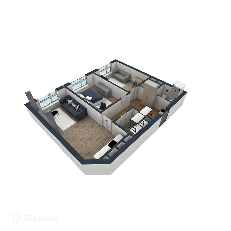 Планировка 2-комнатной квартиры 70.07 м² в ЖК OMEGA (Омега), г. Калуга — фото 3