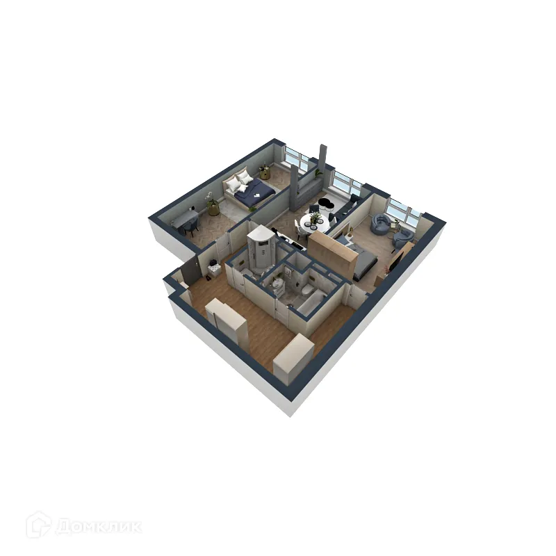 Планировка 2-комнатной квартиры 83.71 м² в ЖК OMEGA (Омега), г. Калуга — фото 3