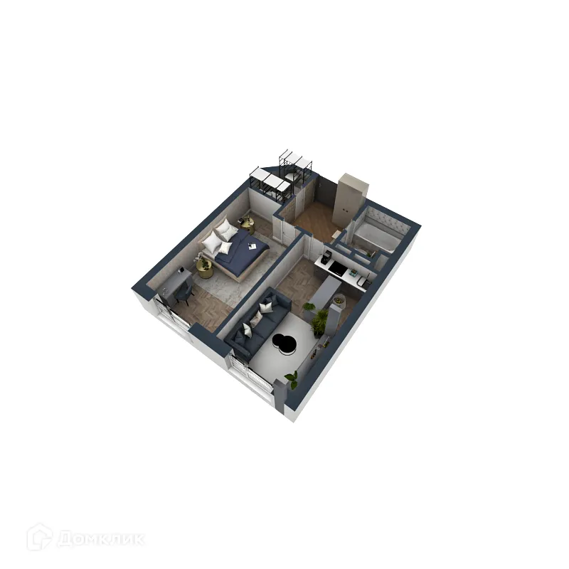 Планировка 1-комнатной квартиры 46.51 м² в ЖК OMEGA (Омега), г. Калуга — фото 2