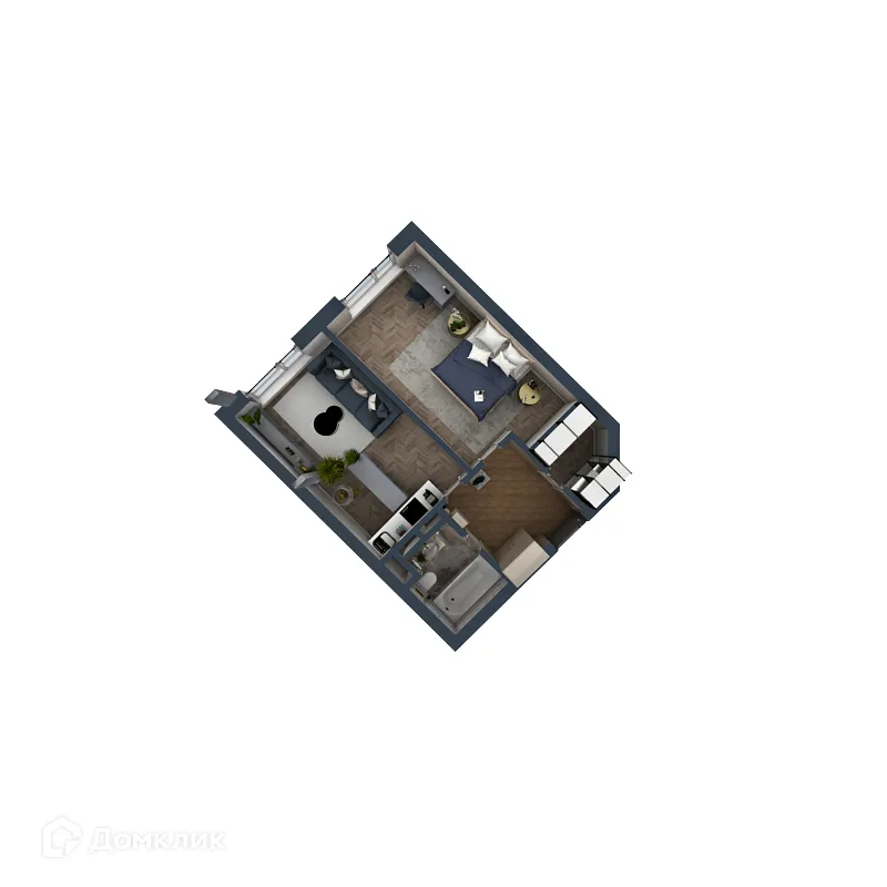 Планировка 1-комнатной квартиры 46.51 м² в ЖК OMEGA (Омега), г. Калуга — фото 3