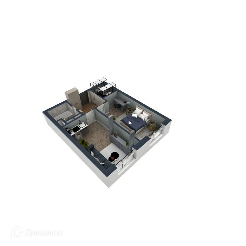 Планировка 1-комнатной квартиры 47.01 м² в ЖК OMEGA (Омега), г. Калуга — фото 2