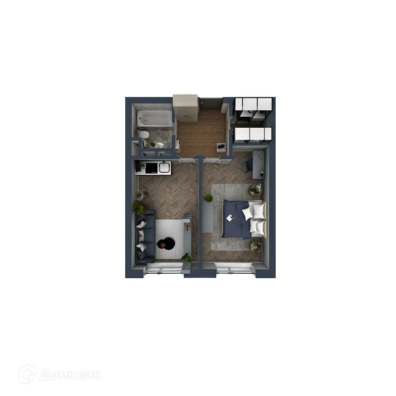 Планировка 1-комнатной квартиры 47.01 м² в ЖК OMEGA (Омега), г. Калуга — фото 3