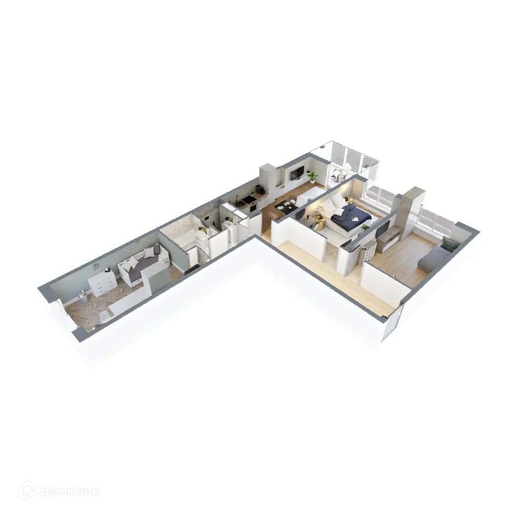 Планировка 3-комнатной квартиры 89.82 м² в ЖК "Поле Свободы", г. Калуга — фото 3