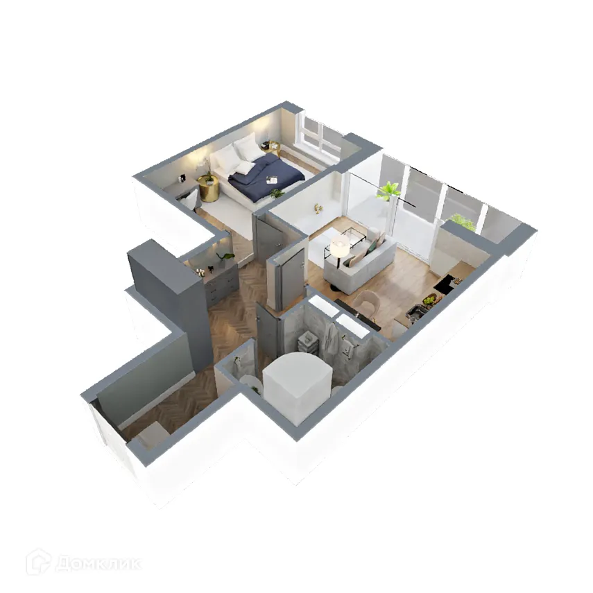 Планировка 1-комнатной квартиры 48.03 м² в ЖК "Поле Свободы", г. Калуга — фото 3