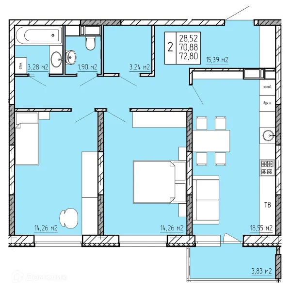 Квартира в ЖК "Поле Свободы"