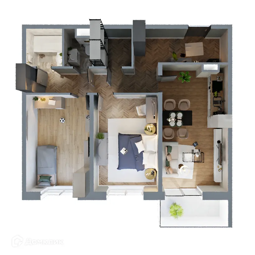 Планировка 2-комнатной квартиры 72.8 м² в ЖК "Поле Свободы", г. Калуга — фото 2