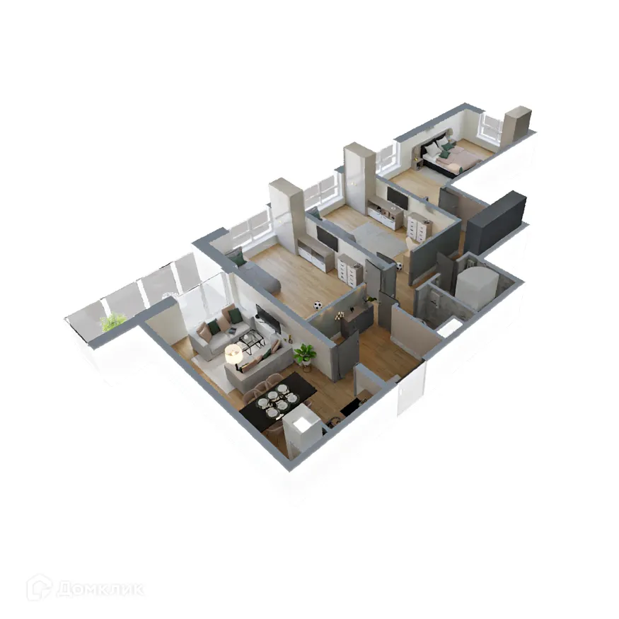 Планировка 3-комнатной квартиры 92.22 м² в ЖК "Поле Свободы", г. Калуга — фото 3