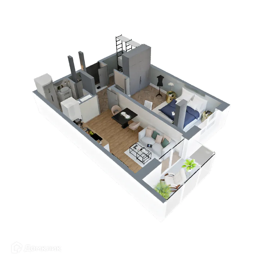 Планировка 1-комнатной квартиры 50.34 м² в ЖК "Поле Свободы", г. Калуга — фото 3