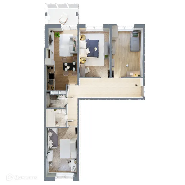 Планировка 3-комнатной квартиры 89 м² в ЖК "Поле Свободы", г. Калуга — фото 2