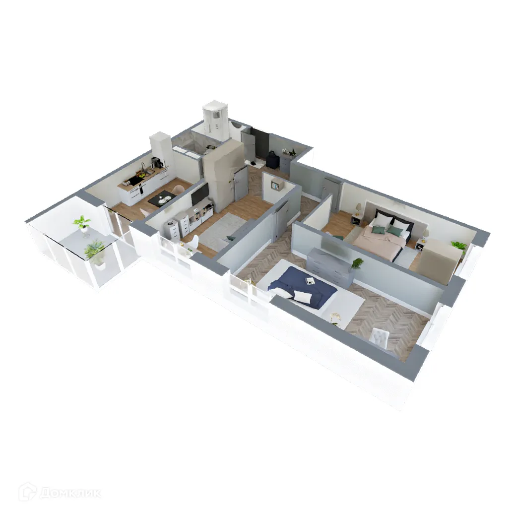 Планировка 3-комнатной квартиры 86.73 м² в ЖК "Поле Свободы", г. Калуга — фото 3