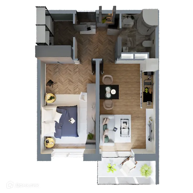 Планировка 1-комнатной квартиры 49.14 м² в ЖК "Поле Свободы", г. Калуга — фото 2