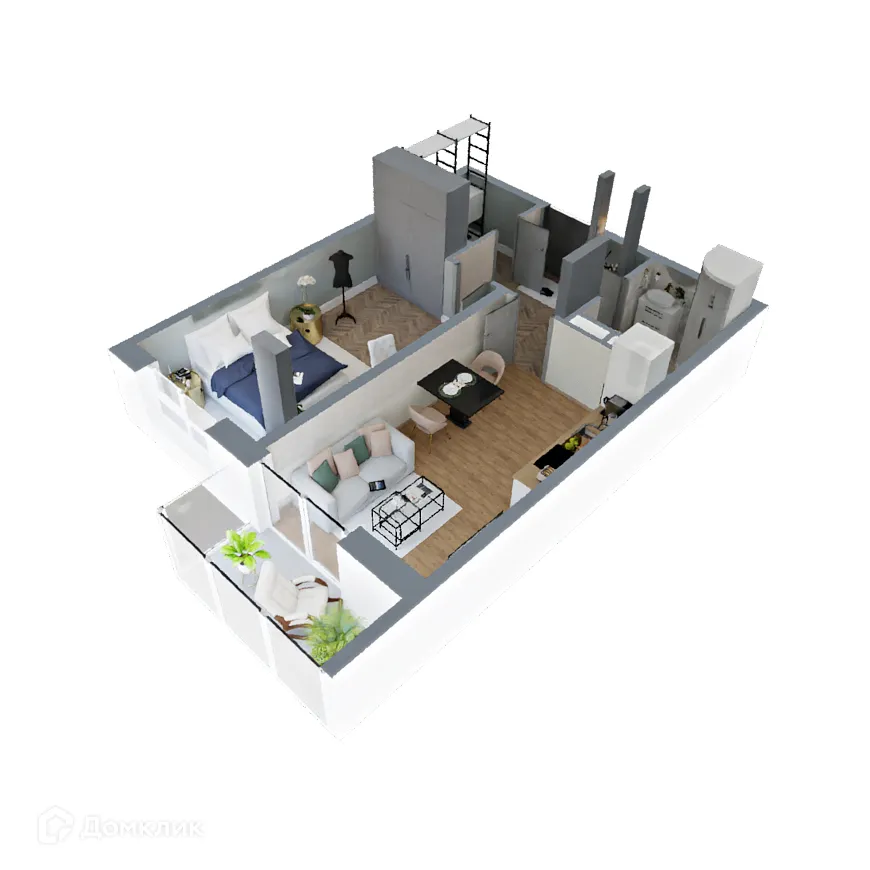 Планировка 1-комнатной квартиры 49.14 м² в ЖК "Поле Свободы", г. Калуга — фото 3