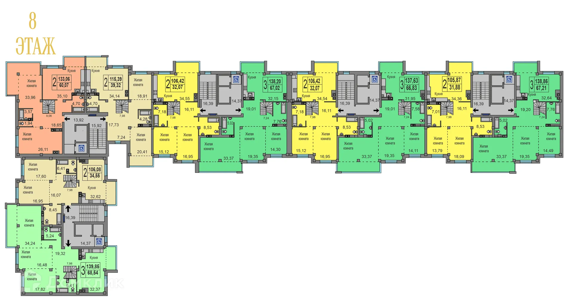 Планировка 2-комнатной квартиры 106.08 м² в ЖК Дом по ул.Знаменская, г. Калуга — фото 1