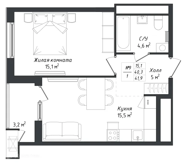 Квартира в ЖК "Комфорт парк"