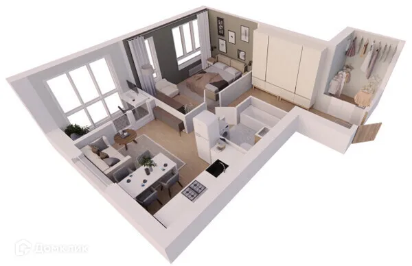 Планировка 1-комнатной квартиры 52.01 м² в ЖК Жилые кварталы ОСТРОВА, г. Калуга — фото 2